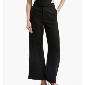 New Bardot Black wide leg linen blend pants size 6